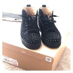 10.5  Louboutin Men’s Suede Spikes Black